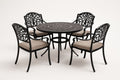 Mesa redonda de aluminio negro con 4 sillas