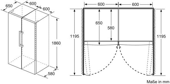 Congelador Siemens GS54NAWCV iQ500, 176 x 70 cm, 327 L, noFrost nunca más volver a descongelar, bigBox espacio para alimentos congelados grandes, varioZone estantes y cajones de cristal flexibles, Blanco