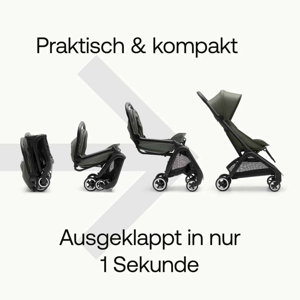 Cochecito de viaje ultracompacto Bugaboo Butterfly, pequeño y ligero, plegable con una sola mano y fácil de maniobrar, cochecito urbano ergonómico para bebés a partir de 6 meses, con mucho espacio de almacenamiento, Stormy Blue