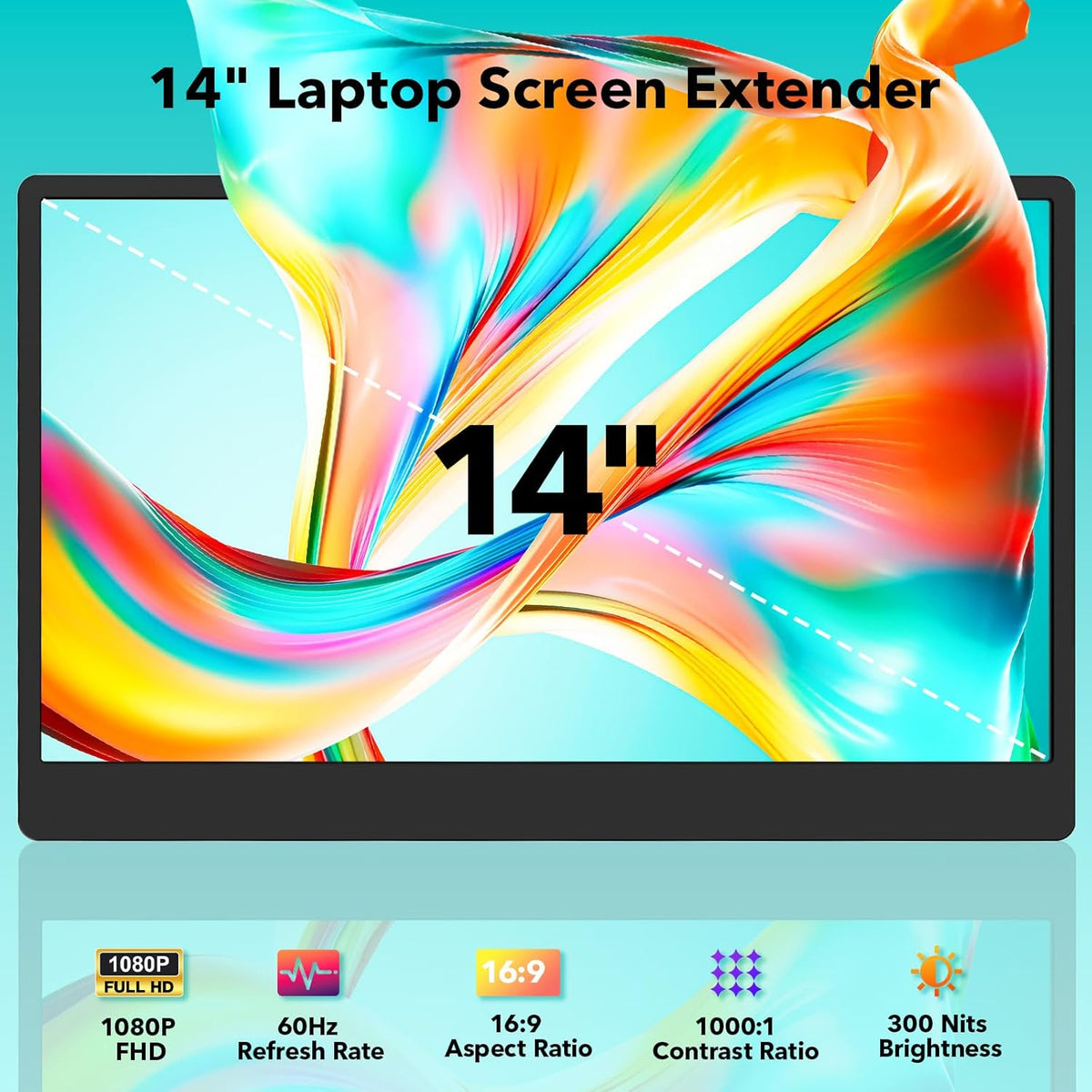 Monitor portátil de 14", extensión de pantalla para ordenador portátil, monitor triple FHD 1080P, pantallas para PC con HDMI/USB-C Plug & Play para Mac, Windows y Chrome
