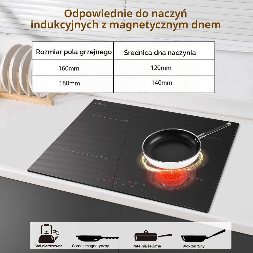 Płyta indukcyjna 4 płyty z wtyczką, indukcyjna płyta kuchenna Autark 16 A, gniazdo wtykowe 3500 W, 59 cm do zabudowy, płyta kuchenna, 4 płyty grzewcze, blokada bezpieczeństwa, 220 V