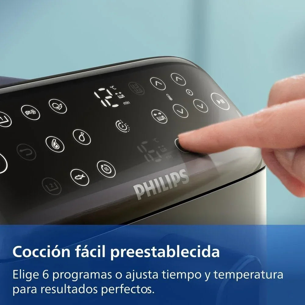 Philips Airfryer Serie 4000 de Doble Cesta Vertical 10L – Tecnología RapidAir, Sync, 2 cestas a la vez, 45% menos de espacio, revestimiento cerámico sin PFAS, ventanas de visualización (NA460/00)