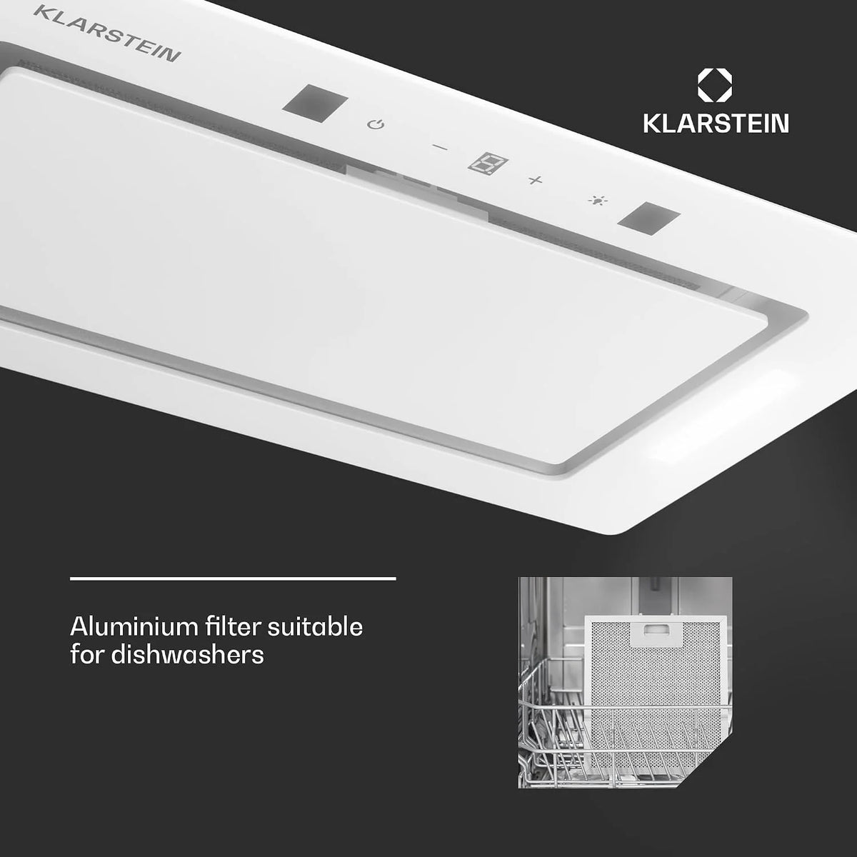 Klarstein Okap kuchenny, Okap wyciągowy/z recyrkulacją, z filtrem, Oświetlenie LED i panel dotykowy, Cichy z przepływem 446 m³/h, Wydajny ze stali nierdzewnej