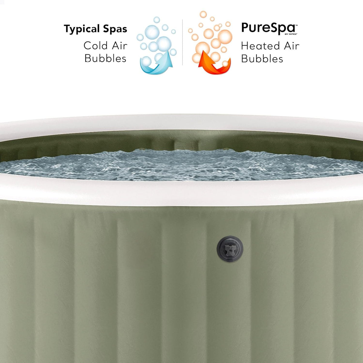 Set de spa inflable redondo Intex para 6 personas, color verde oliva, 28428NP (inflado 216 cm x 71 cm)
