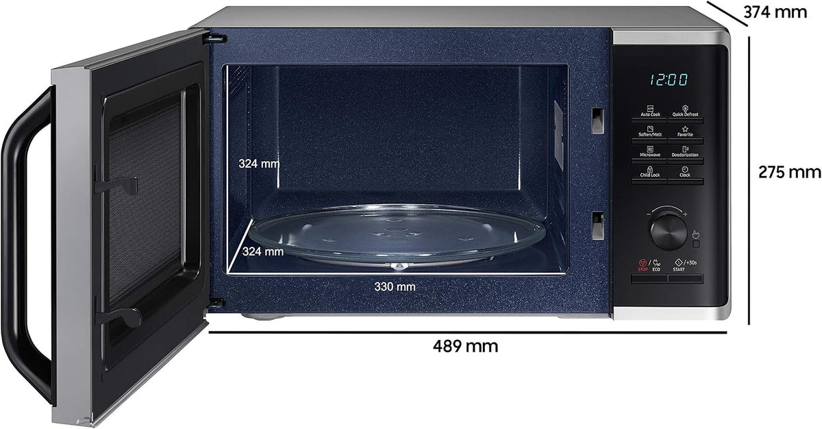 Samsung MS2AK3515AS/EG kuchenka mikrofalowa, 800 W, 23 sztuki, szerokość 48,9 cm, emaliowane wnętrze ceramiczne, odporne na zarysowania