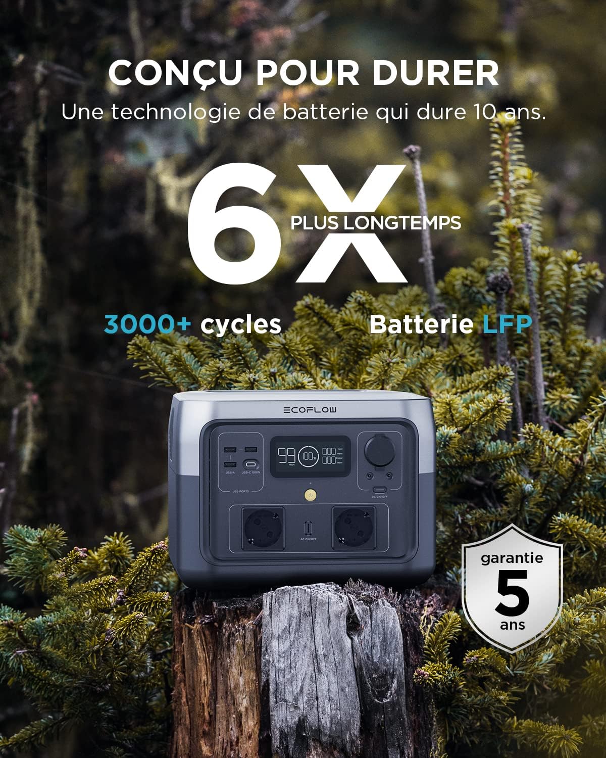 Estación de energía portátil ECOFLOW RIVER 2 MAX, batería LiFePO4, 512 Wh, carga rápida en 1 hora, salida de 1000 W con X-boost, generador solar para exteriores, autocaravanas, hogar y balcones