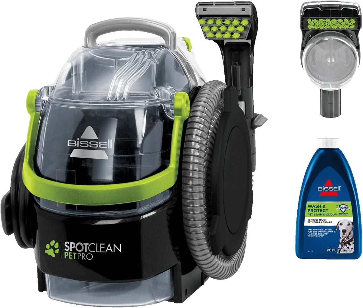 BISSELL SpotClean Pet Pro, Limpiador de tapicerías, potente motor de 750W, ideal para dueños de mascotas, limpiador de alfombras, moquetas, muebles, tejidos, coche y más, 15585