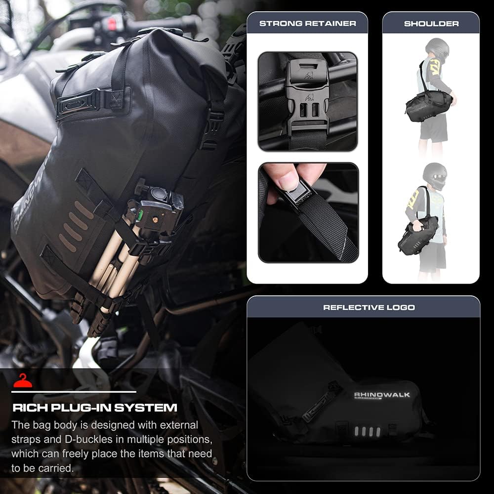 Rhinowalk Alforjas para Moto Impermeables Antivibración Bolsas Laterales de Motor Bolsos de Hombro para Moto 28L, 1 Par