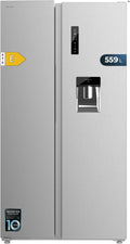 Frigorífico americano Cecotec Bolero CoolMarket SBS 559 Inox E, 559 L, 177 cm x 90 cm, Clase E, Sistema Multi Air Flow, Total No Frost, Motor Inverter Plus, Enfriamiento rápido, Modo Eco, Alarma de puerta