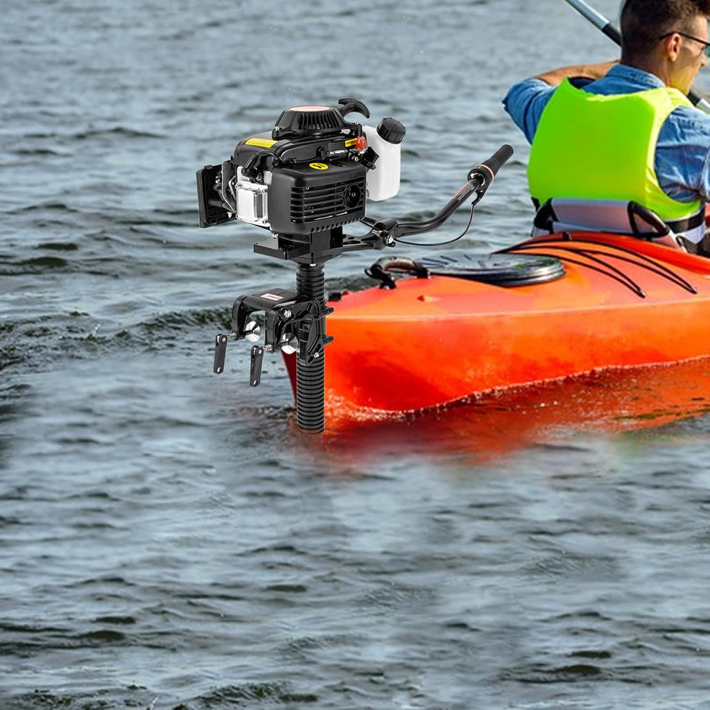 Motor fueraborda JJsdwin de 4 tiempos, motor de barco de 4 CV, potente motor fueraborda de 55 cc para botes inflables, barcos de pesca y embarcaciones de pesca, refrigerado por aire