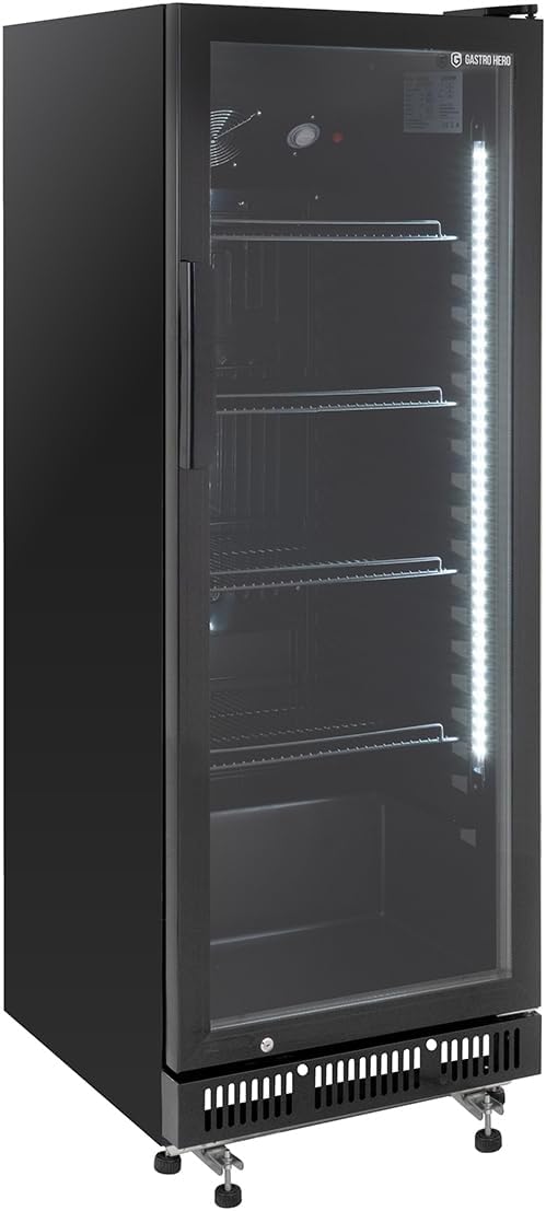 Refrigerador de bebidas GKS-230 I 230 L Nevera para bebidas con puerta de cristal y LED I Refrigerador para botellas con cerradura I Refrigerador de cerveza 0 a +8 °C