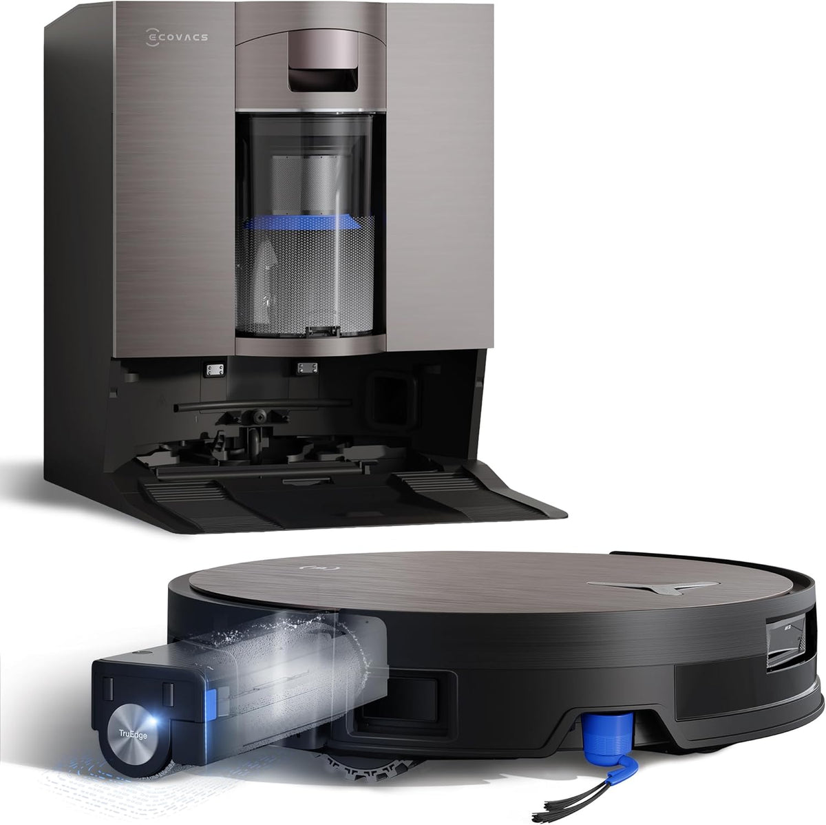 Robot aspirador ECOVACS X11 Omni Cyclone, robot aspirador friegasuelos con tecnología Blast y potencia de 19500 Pa, PowerBoost ultrarrápido, OZMO Roller 2.0, ascenso máximo de 4 cm, autovaciado PureCyclone 2.0