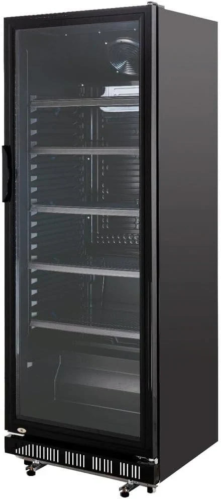 Refrigerador de bebidas GK-360BB 360 L con puerta de cristal, iluminación LED, cerradura y refrigeración por aire circulante para hostelería