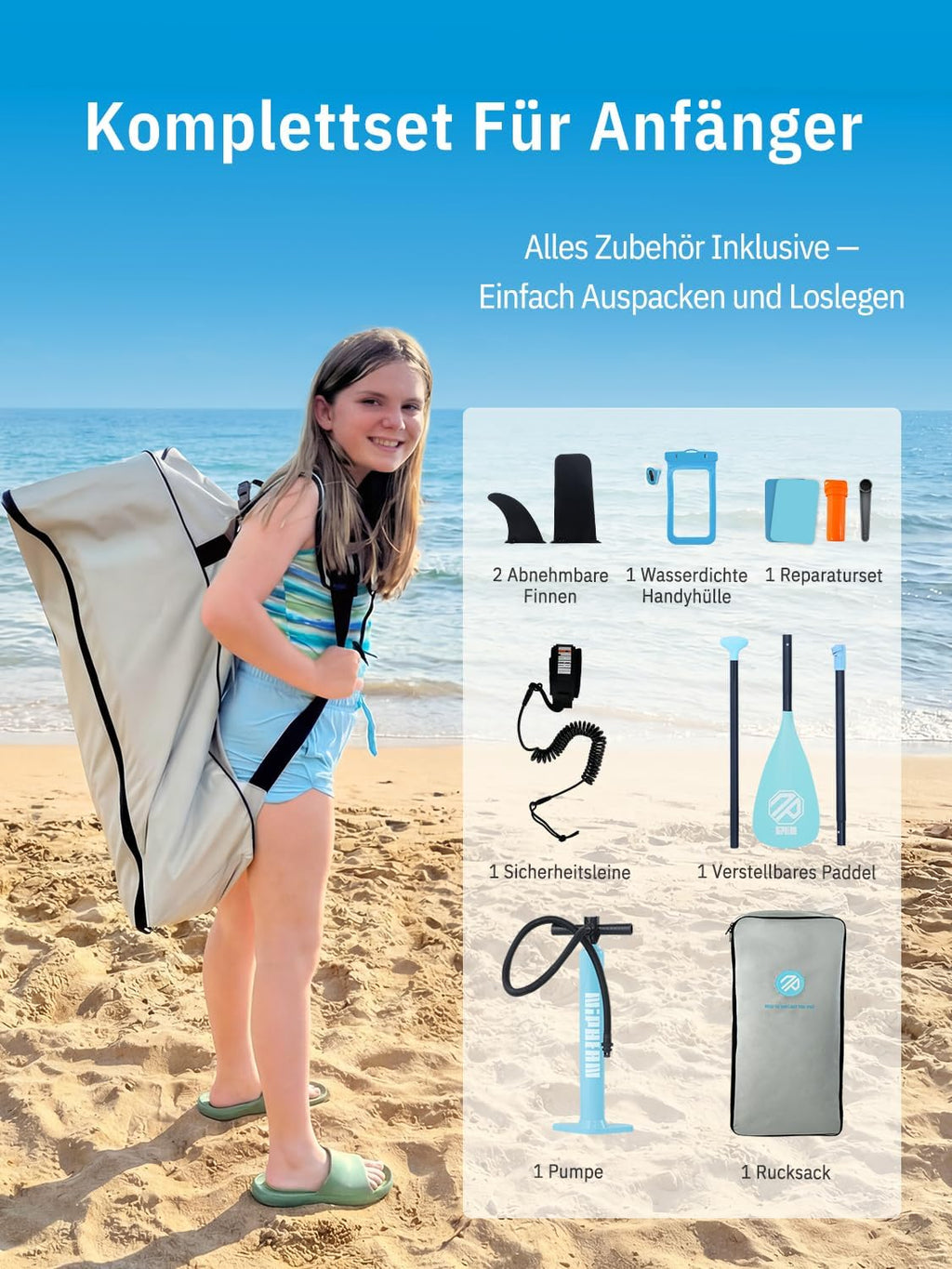 Tabla de paddle surf Niphean con asiento, tabla SUP (ultraligera) para mujeres, tabla de paddle surf con aleta StabilTrac de +30% de estabilidad, tabla de paddle inflable antideslizante para yoga y apta para mascotas