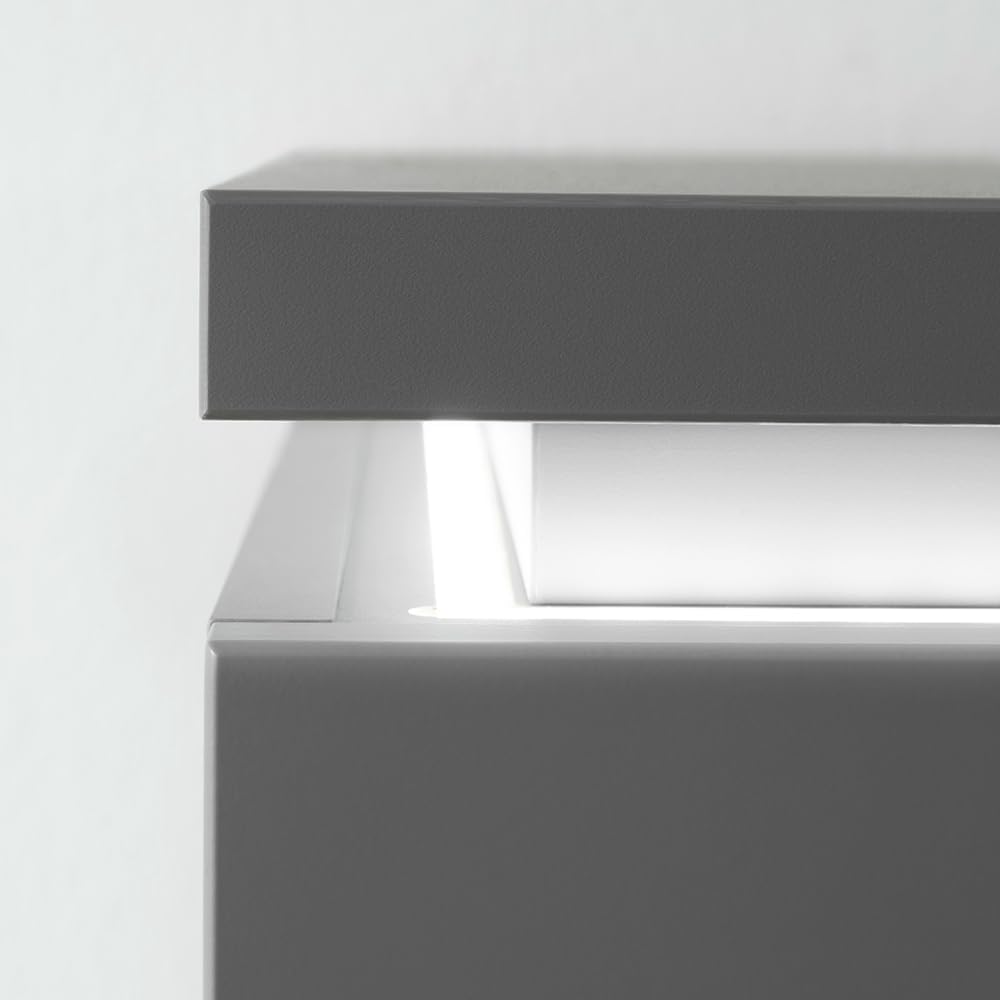 Set de guardarropa Lomadox de 6 piezas con iluminación LED en gris | Guardarropa de pasillo en gris ártico, moderno