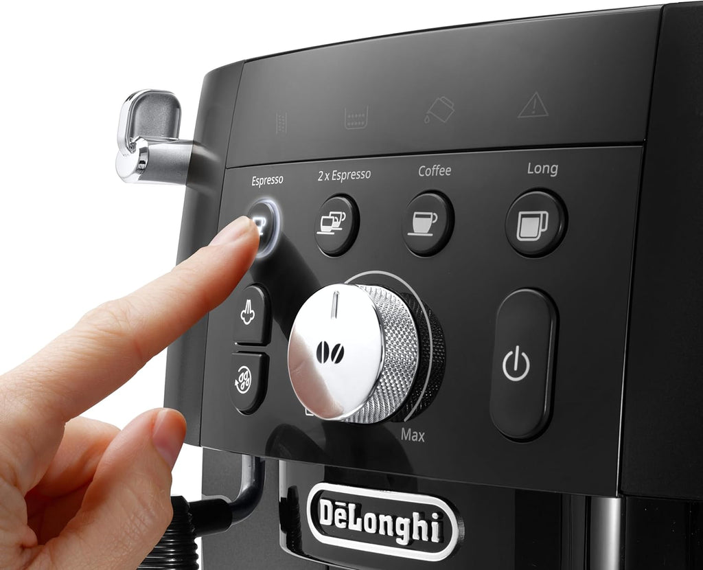 De'Longhi Magnifica Start ECAM222.20.B, cafetera superautomática con boquilla para espuma de leche, para capuchino, con botón de selección directa de espresso y función de 2 espressos, molinillo cónico de 13 niveles, 1450 W, negro
