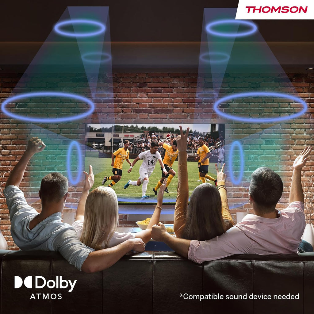 THOMSON Televisor UHD de 55 pulgadas (139 cm) Smart Android TV (WLAN, HDR, Triple sintonizador DVB-C/S2/T2, control por voz) - 55UA5S13W-2023