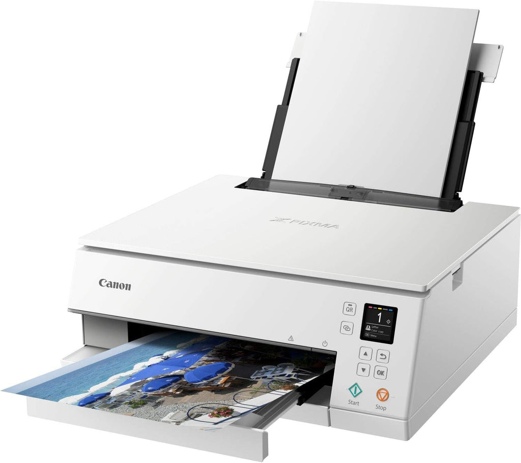 Impresora multifunción de inyección de tinta a color Canon PIXMA TS6350a DIN A4 (impresora fotográfica, escáner, copiadora, OLED, 4.800x1.200 ppp, USB, WLAN, 5 tintas independientes, impresión a doble cara, 2 bandejas de papel), negro