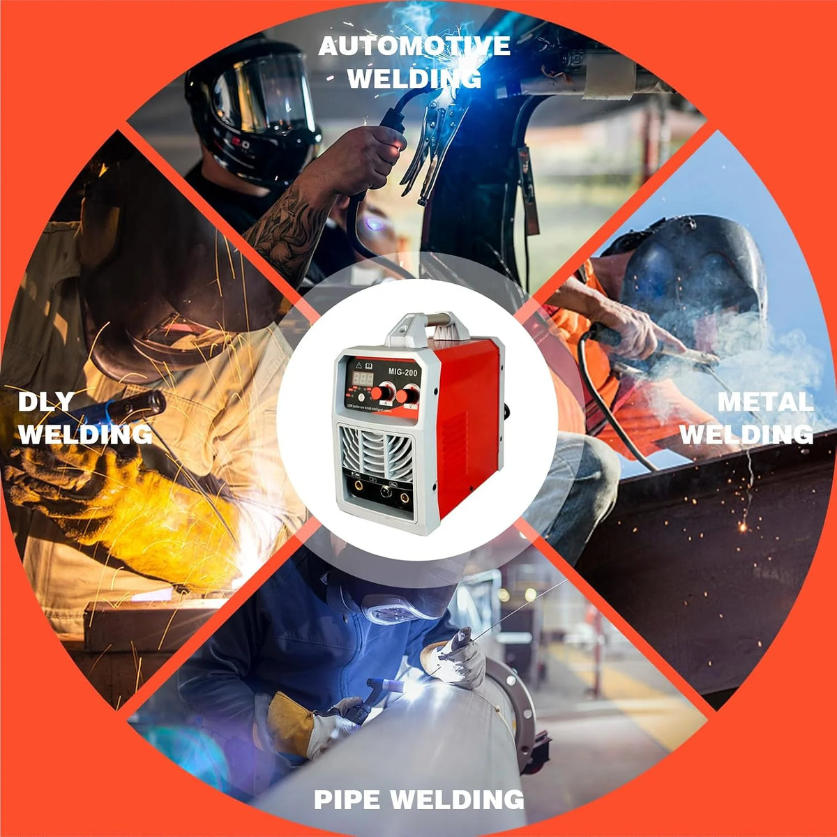 Spawarka MIG-200 3 w 1, inwerter IGBT 230 V, spawarka MIG/TIG/ARC z cyfrowym wyświetlaczem LED, przenośna spawarka do domowego majsterkowania, garażu samochodowego i profesjonalnego użytku