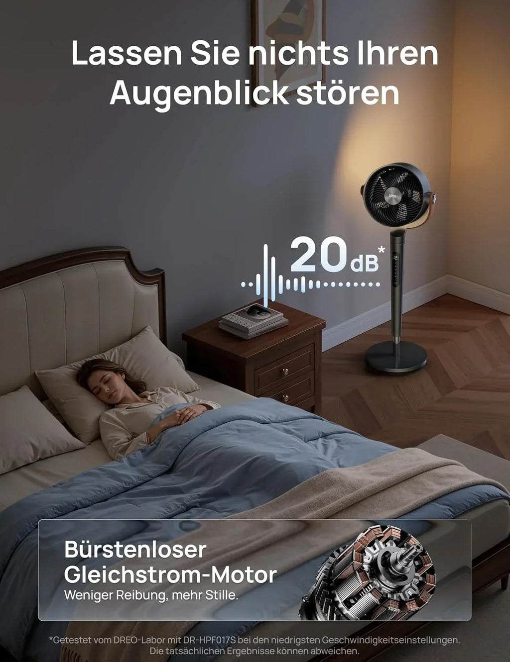 Ventilador de pie inteligente DR-HAF003S con Wi-Fi, luz LED RGB, oscilación de 150°, 12 velocidades y flujo de aire de 2209 m³/h