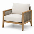 Sillón de jardín de madera de acacia con cuerdas de poliéster y cojines beige