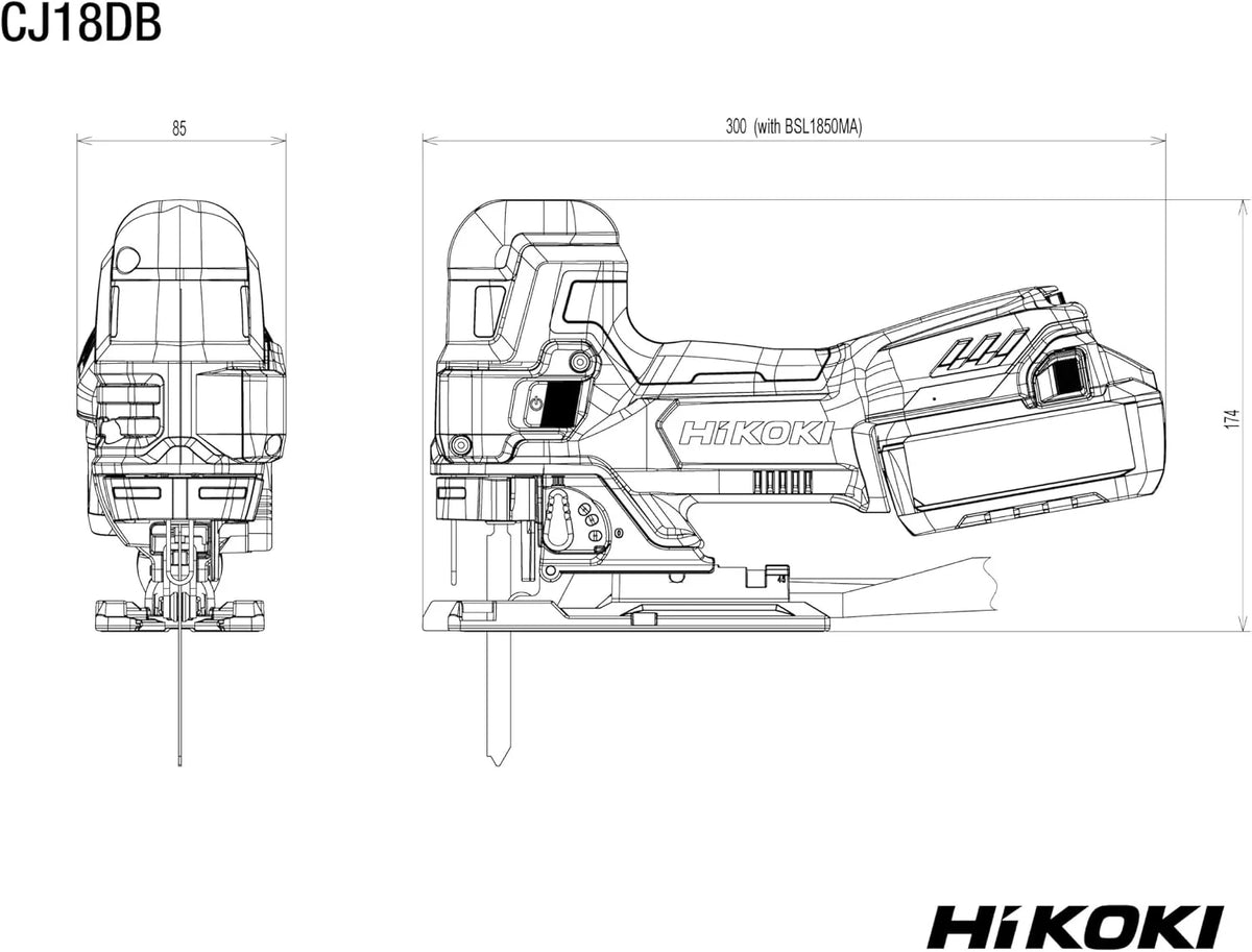 HiKOKI CJ18DB Wyrzynarka Akumulatorowa 18V, Skok 26mm, Walizka HSC II