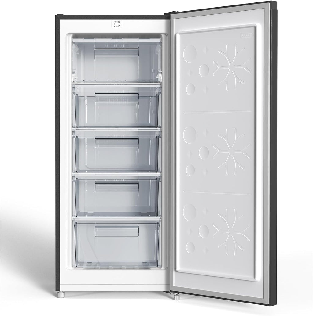 Congelador CHiQ FSD166NE4E 166 L, tecnología No Frost, puerta reversible, acero inoxidable negro, 144 cm de altura