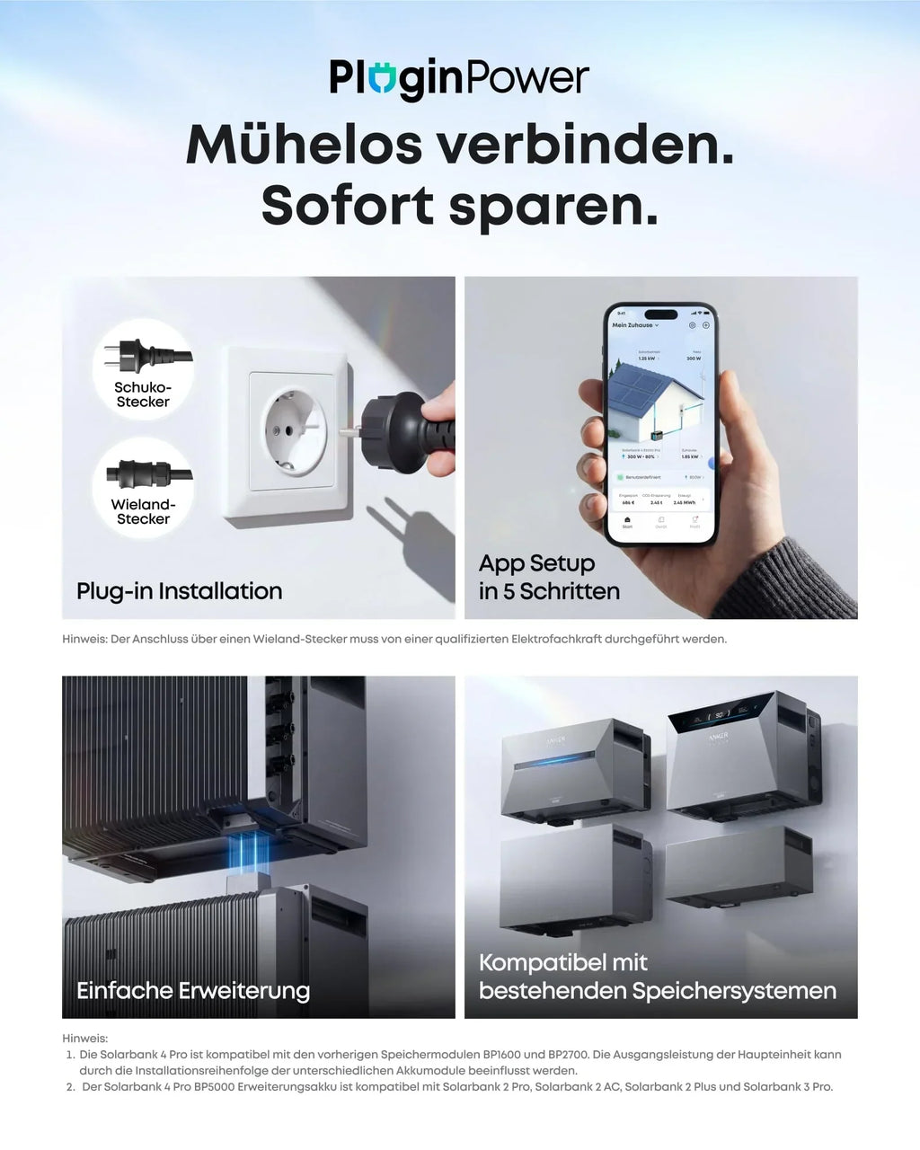 Sistema de almacenamiento de energía solar Solarbank 4 Pro para balcón, entrada solar de 5000 W, 5 kWh, 4 MPPT, 2500 W con Smart Meter Gen 2