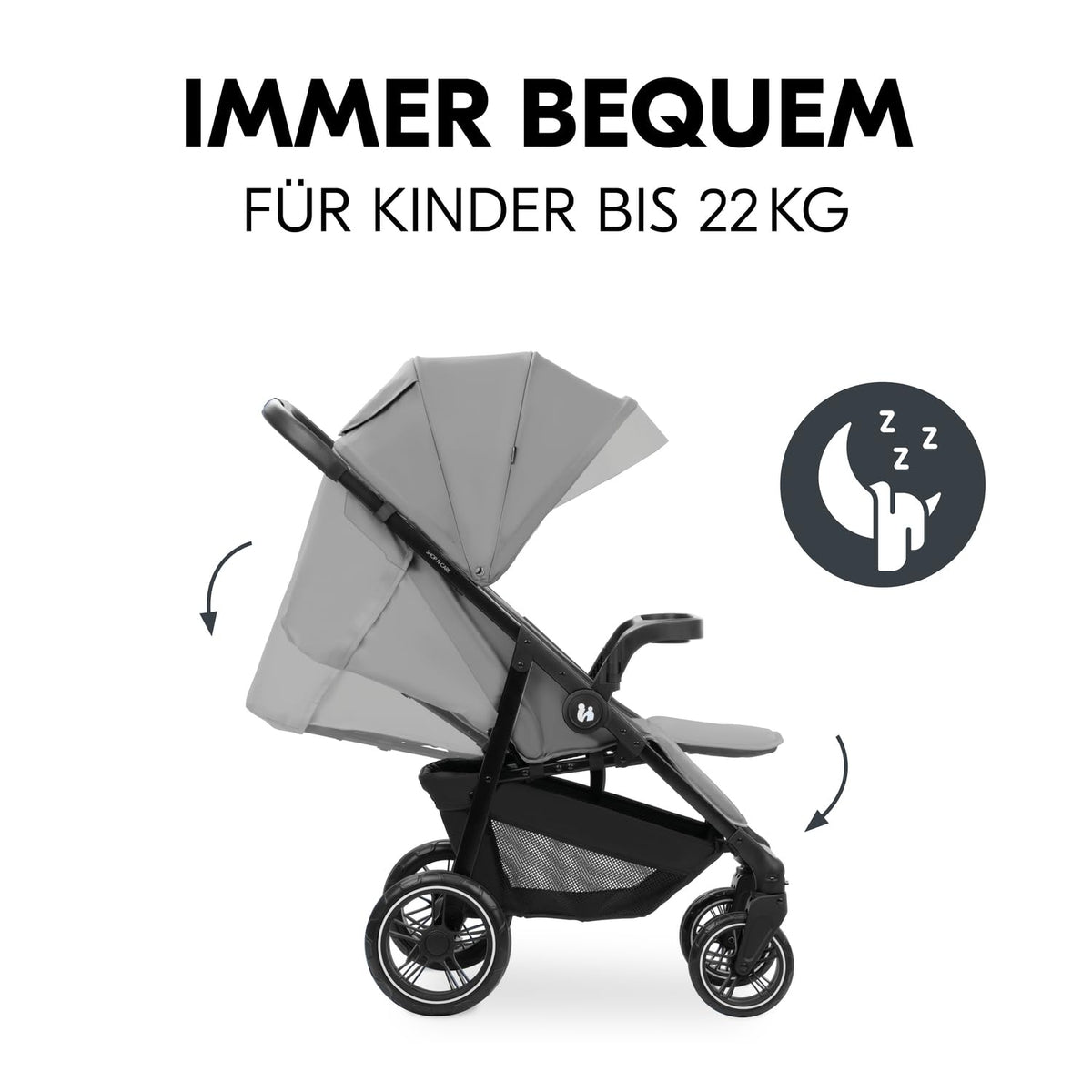 Silla de paseo hauck con bandeja para aperitivos y portavasos, Shop N Care Grey