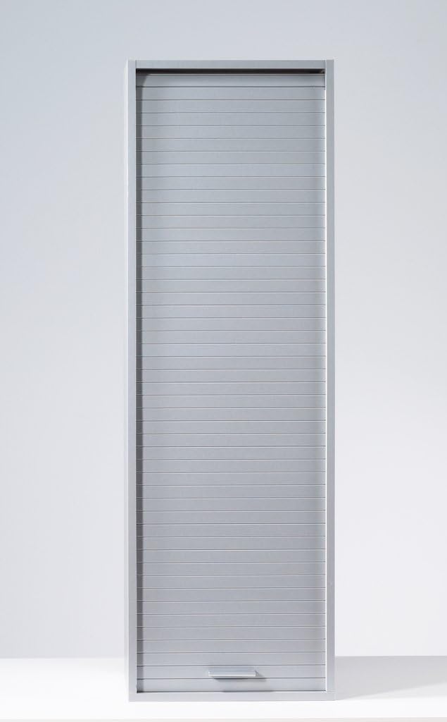 SIMMOB Armario con persiana 123,6 x 40 x 35 cm – armario alto estrecho con puerta de persiana – independiente o para montaje en pared – 3 estantes ajustables – armario de cocina aluminio mate