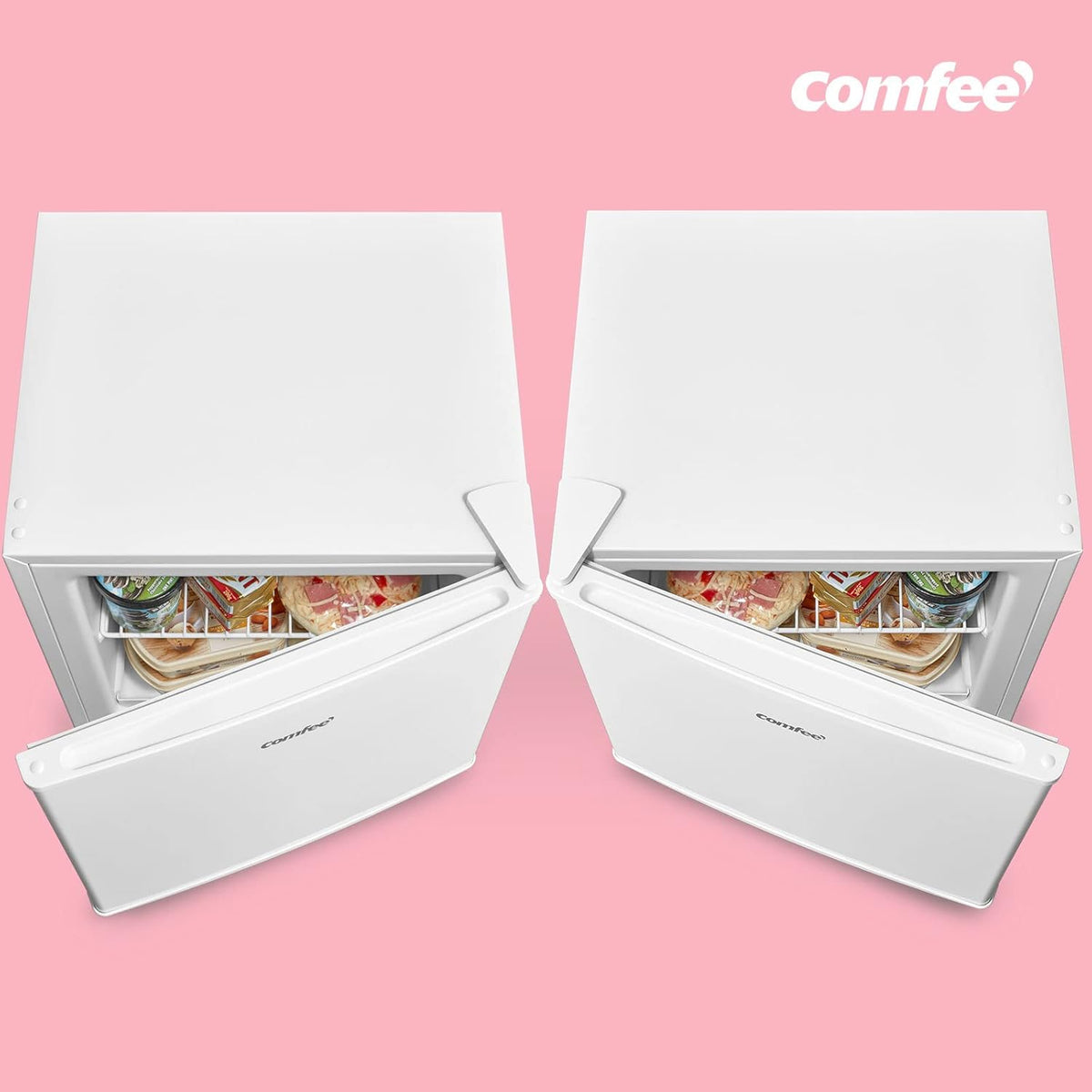COMFEE RCU40WH3EU(E) Mini congelador de 31 L con compresor inverter, eficiencia energética D, capacidad de congelación de 4 estrellas, silencioso 39 dB, congelador de sobremesa compacto para oficina, cocina, residencia de estudiantes, blanco