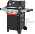 Barbacoa de gas Weber Spirit E-310 / 3 quemadores, encendido Snap-Jet, ruedas resistentes y rejilla de calentamiento, superficie de cocción de 51 x 46 cm, compatible con las mesas laterales Weber Works, negro/plateado