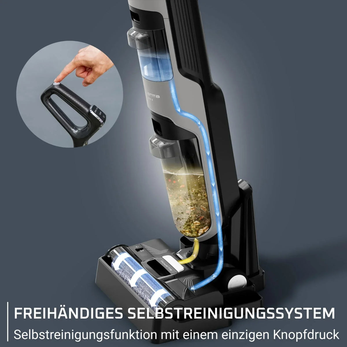 Aspirador inalámbrico en seco y húmedo Rowenta XClean 4, 50 min de autonomía, autolimpieza, detección de suciedad, GZ5036