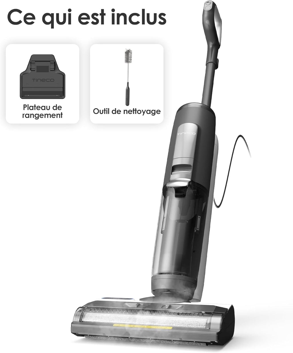 Tineco IFLOOR 5 Steam Aspiradora de Vapor Aspiradora en Seco y Húmedo Todo en Uno, Limpiadora de Vapor para Suelos, Perfecta para Suciedad Pegajosa, Vapor a Alta Temperatura a 120°C, Autolimpieza con Vapor