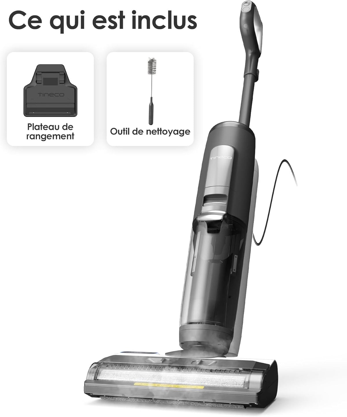 Tineco IFLOOR 5 Steam Aspiradora de Vapor Aspiradora en Seco y Húmedo Todo en Uno, Limpiadora de Vapor para Suelos, Perfecta para Suciedad Pegajosa, Vapor a Alta Temperatura a 120°C, Autolimpieza con Vapor