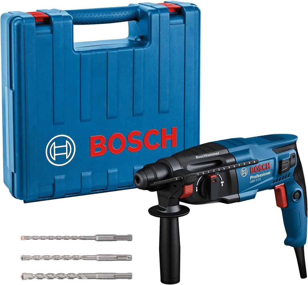 Bosch Professional Młot udarowo-obrotowy GBH 2-21 Professional (uchwyt SDS plus, 3 wiertła SDS plus, (6/8/10 mm), rękojeść dodatkowa, sukno maszynowe, ogranicznik głębokości, walizka)