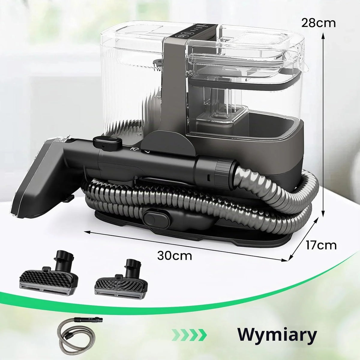 COSTWAY Urządzenie do czyszczenia tapicerki, 1800 W, para, sterylizacja, czyszczenie zimnej i gorącej wody, odkurzacz z 2 głowicami szczotki, przenośny odkurzacz na mokro do sofy, tapicerki, schodów