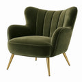 Sillón de terciopelo con patas de metal verde