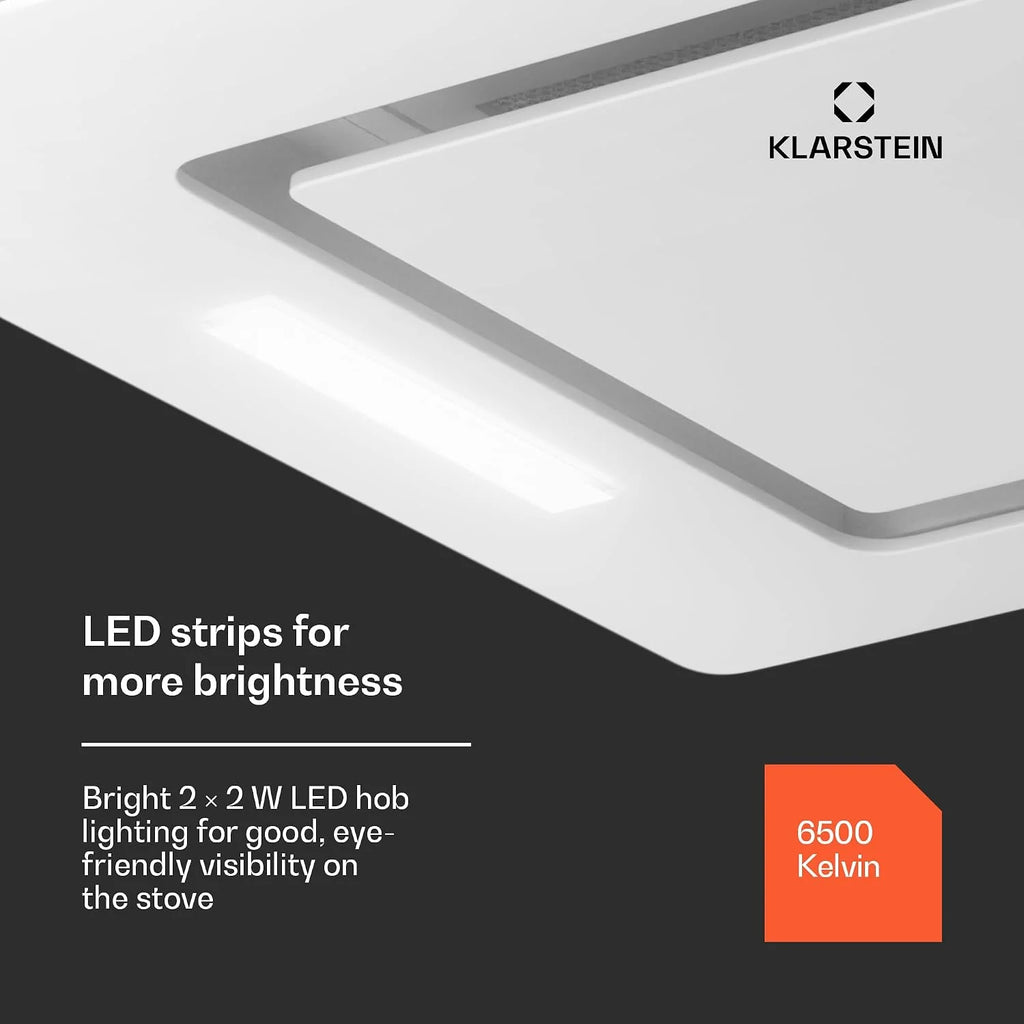 Klarstein Okap kuchenny, Okap wyciągowy/z recyrkulacją, z filtrem, Oświetlenie LED i panel dotykowy, Cichy z przepływem 446 m³/h, Wydajny ze stali nierdzewnej