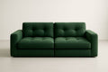 Sofá de 2 plazas en tela verde 200×100×85 cm, cojines incluidos