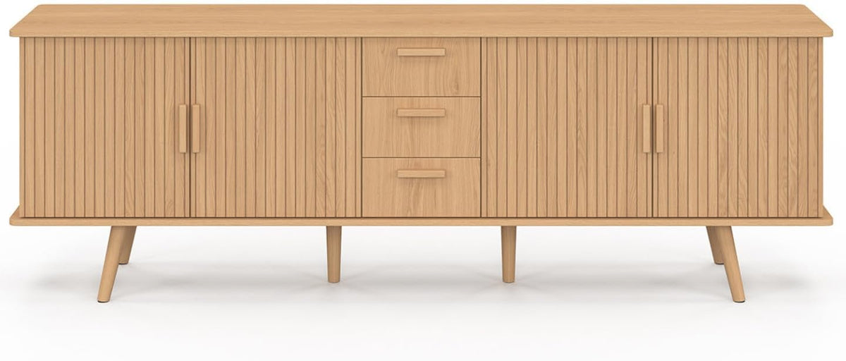 IDMarket - Aparador Juliette XXL de 180 cm, 4 puertas efecto listones y 3 cajones