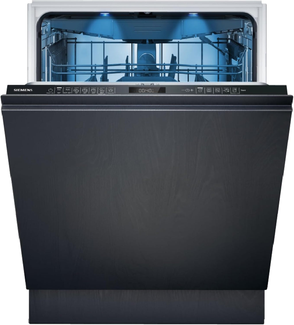 Lavavajillas totalmente integrable Siemens SN95EX22CE iQ500, 60 cm, fabricado en Alemania, bisagra vario para situaciones de instalación flexibles, varioSpeed Plus, autoOpen dry, Rackmatic, zona intensiva, silencioso