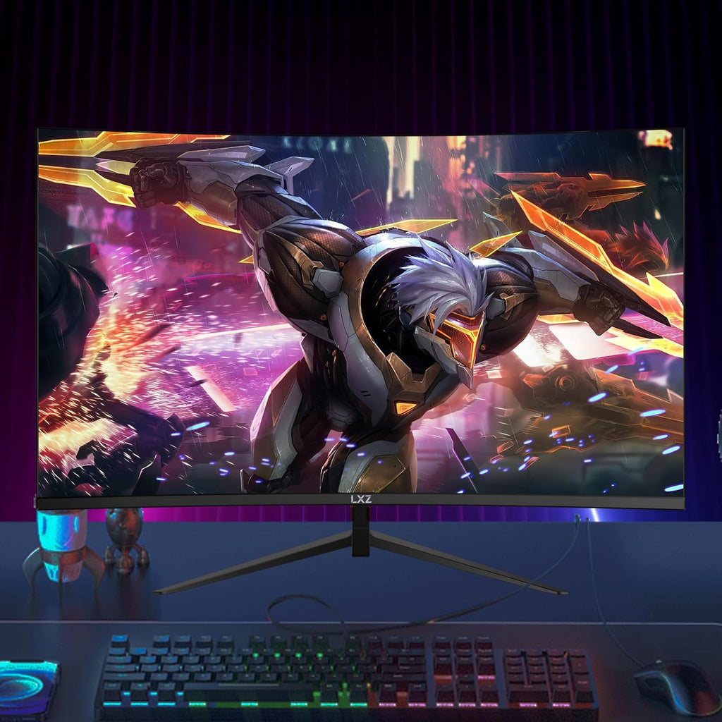 LXZ Monitor Gamer 27 pulgadas curvo 180Hz - Monitor gaming FHD 1920x1080, 1800R, panel VA - Compatible con G-Sync y FreeSync Premium, altavoces integrados, HDR, VESA 100x100 - Negro