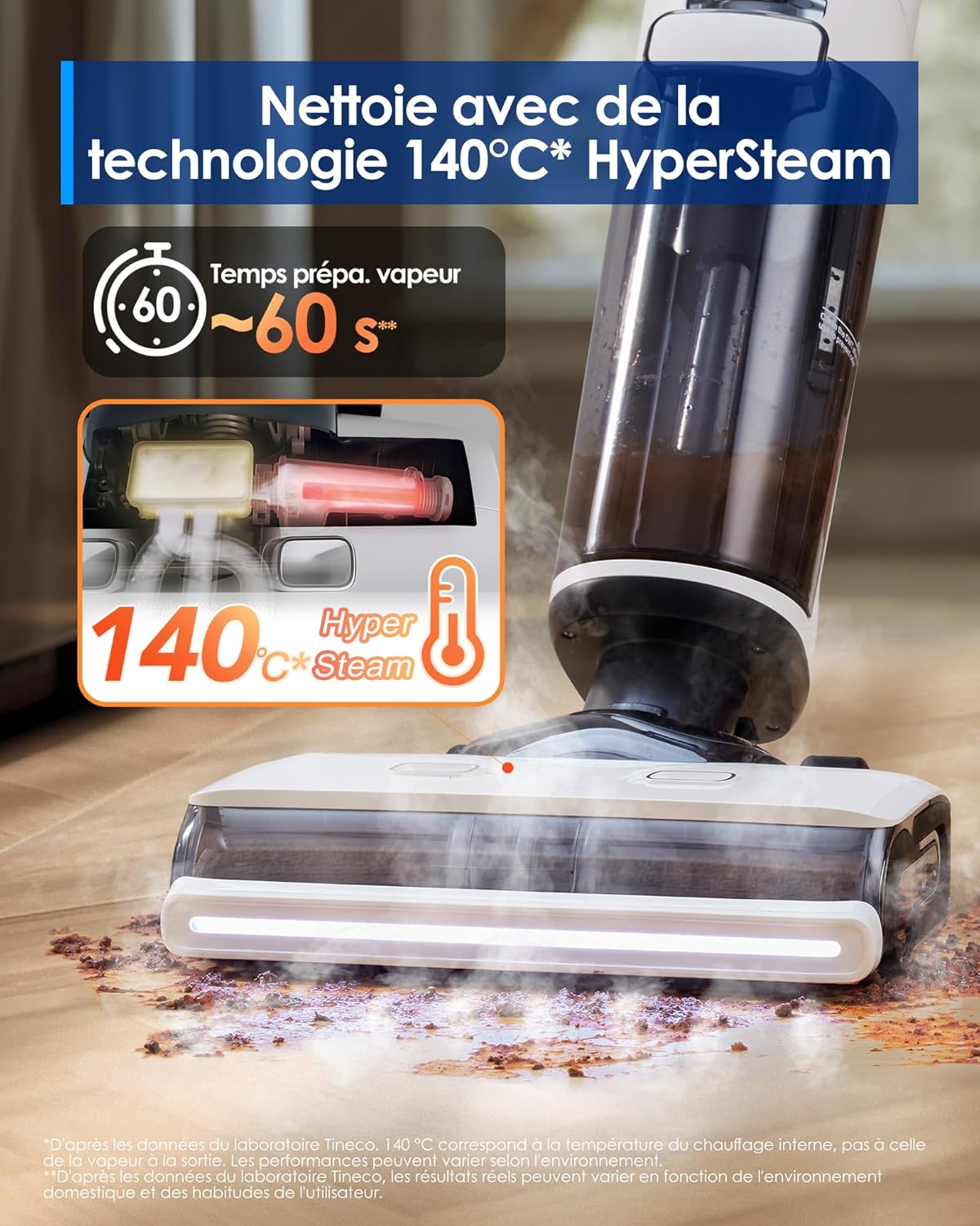 Limpiador de suelos inalámbrico a vapor Tineco Floor One S7 para suciedad pegajosa en suelos duros con pantalla, autolimpieza, limpieza de bordes y autopropulsión, perfecto para niños/mascotas
