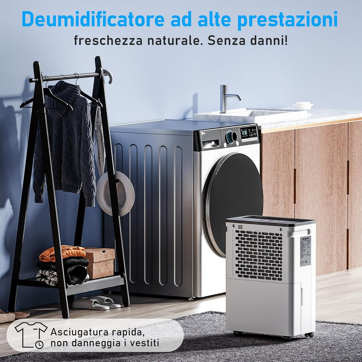 Deshumidificador eléctrico de 12 L PD12R-03DE con pantalla digital, depósito de agua de 2,5 L, temporizador y apagado automático