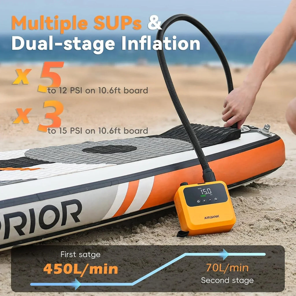 Bomba de aire eléctrica para SUP PULSE Pro D23PRO 20 PSI, bomba con batería y motor sin escobillas para kayaks, botes y tiendas de campaña