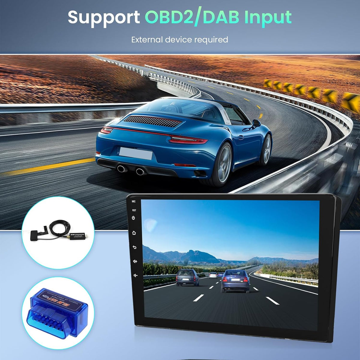 Autoradio GPS Android Podofo para Peugeot 208/2008 2012-2018, Navegador para coche con pantalla táctil de 10", WiFi, Bluetooth, FM, RDS, Mirror Link, USB, Radio de coche, Reproductor estéreo de vídeo