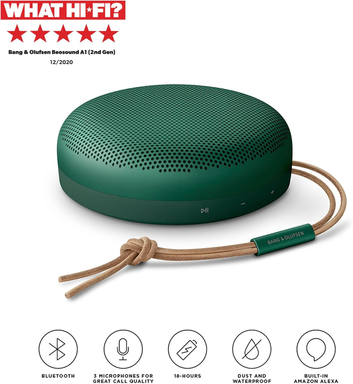 Bang & Olufsen Beosound A1 (2.ª gen.) – Altavoz Bluetooth portátil inalámbrico, resistente al agua IP67, sonido 360 grados, asistente de voz Alexa y manos libres, 18 horas de batería - Black Anthracite