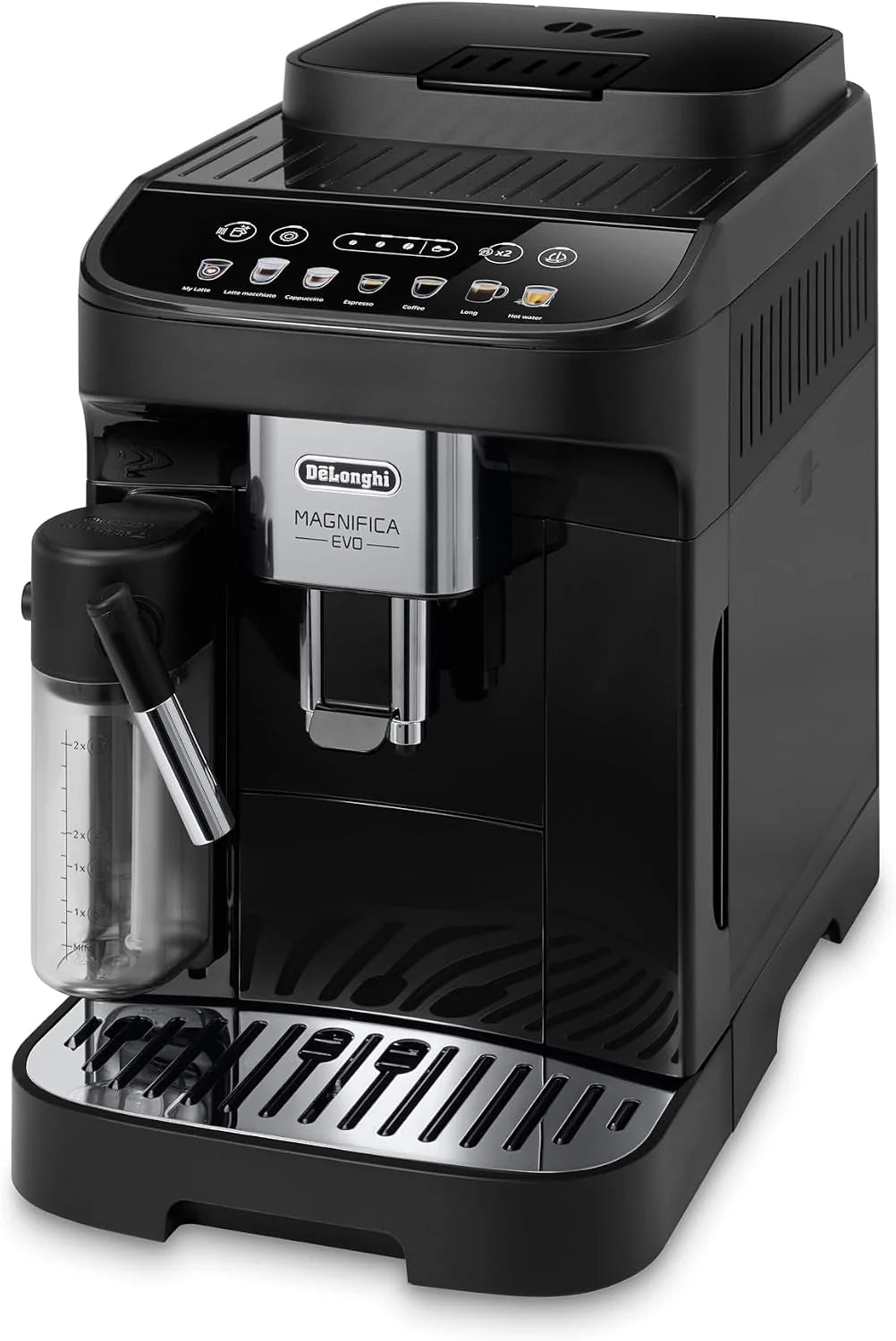 De'Longhi Magnifica Evo Ecam 292.81.B W Pełni Automatyczny Ekspres do Kawy z Dyszą do Spieniania Mleka, 7 Przycisków do Różnych Rodzajów Kaw, Intuicyjny Panel Sterowania, 2 Filiżanki, Czarny