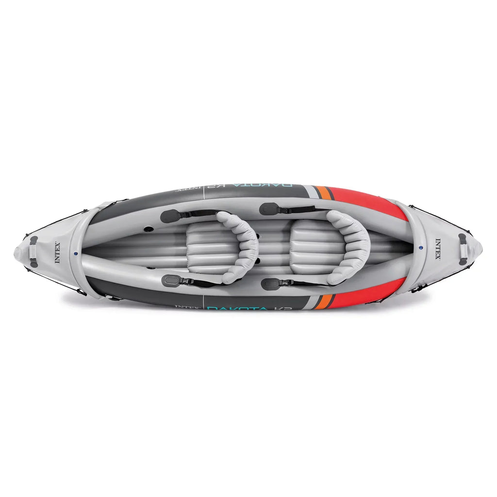 Kayak inflable de vinilo para 2 personas Intex Dakota K2 2025, con remos y bomba – Caja abierta